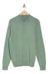 14th & Union 14th And Union Cotton Cashmere Quarter Zip Trim Fit Sweater In Green Iceberg