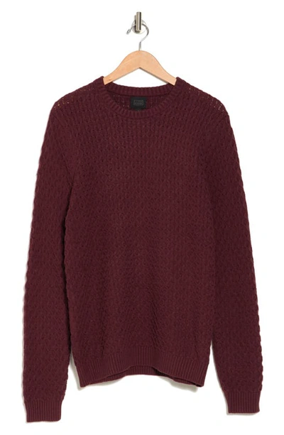 14th & Union Cable Knit Crewneck Sweater In Burgundy Royale