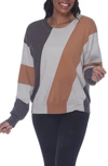 Rain And Rose Colorblock Stripe Sweater In Beige Multi