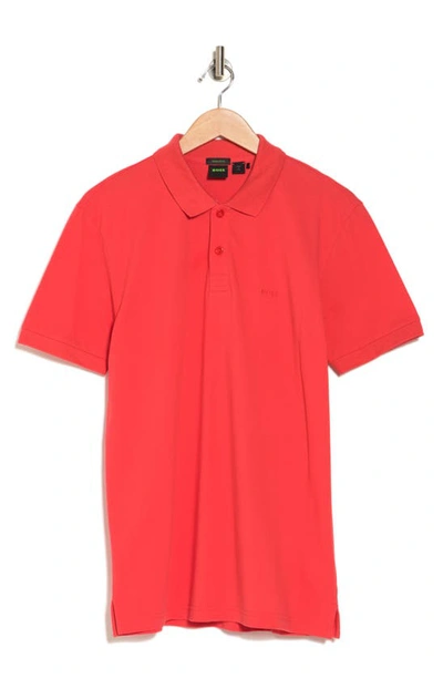 Hugo Boss Piro Cotton Polo In Bright Red