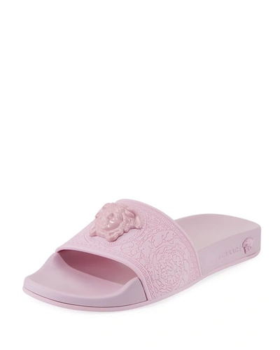 Versace Palazzo Medusa Rubber Pool Slide Sandal In Pink