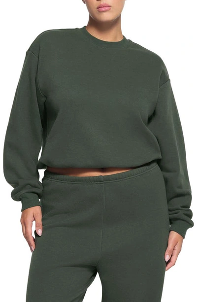 Skims Cotton Blend Fleece Crewneck Sweatshirt In Spruce