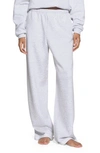 Skims Cotton Blend Fleece Straight Leg Sweatpants In Light Heather Grey