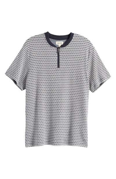 Open Edit Geo Print Zip Henley Top In Navy Geo