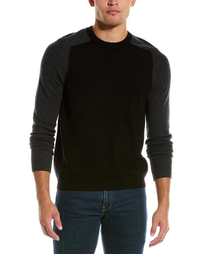 Autumn Cashmere Colorblocked Saddle Wool & Cashmere-blend Crewneck Sweater In Black