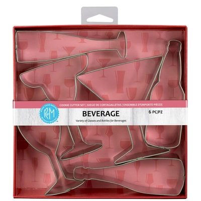 R & M International Beverage And Cocktail Theme 6 Piece Cookie Cutter Set In Silver