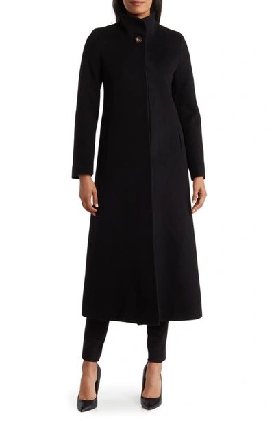 Fleurette Stand Collar Wool Blend Coat In Black ModeSens