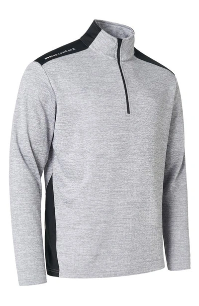 Abacus Sunningdale Long Sleeve Half Zip Golf Shirt In Light Grey/ Black