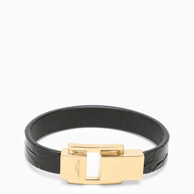Saint Laurent Le Carré Black Leather Bracelet