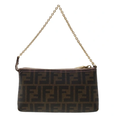 FENDI: clutch bag in fabric and leather - Brown  Fendi briefcase  7N0134AFBV online at