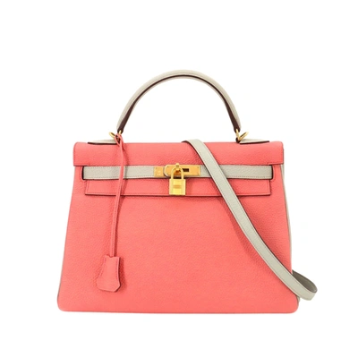 Hermes Hermès Kelly 32 Pink Leather Handbag ()