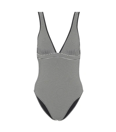 Marysia Nassau Striped Maillot Swimsuit In Black/white