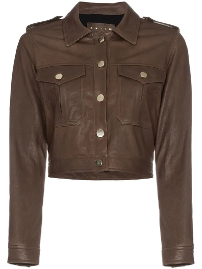 Skiim Crop Leather Jacket In Brown