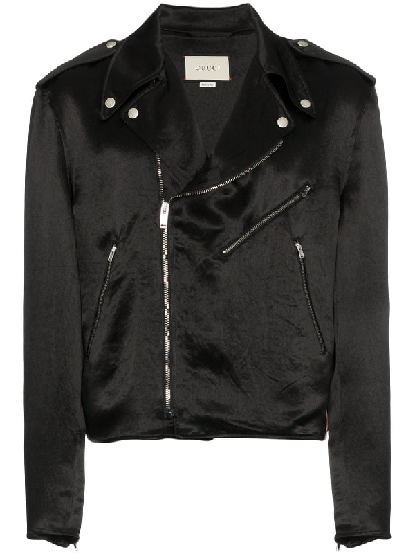 Gucci Guccy Japanese Acetate Biker Jacket - Black | ModeSens
