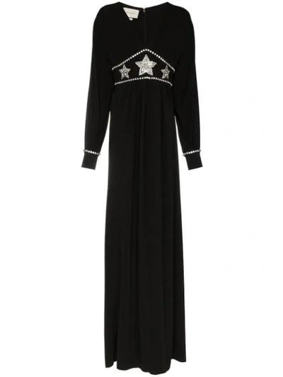 Gucci Star Embellished Maxi Dress In Black