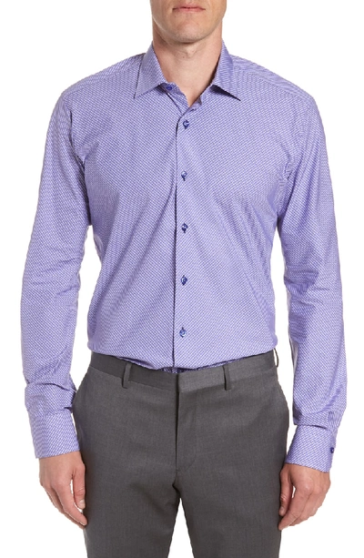 Ike Behar Regular Fit Check Dress Shirt In Purple