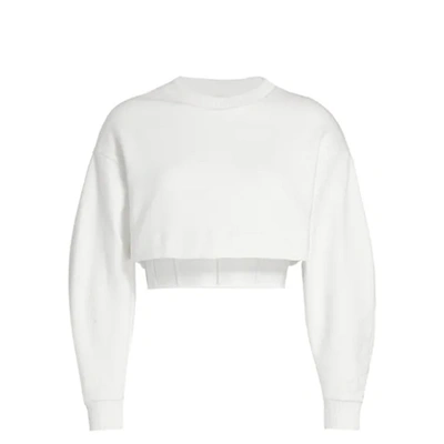 Alexander Mcqueen Cropped Corset Sweatshirt In White