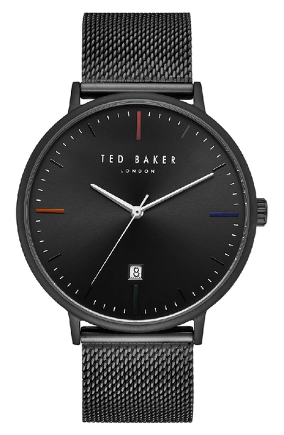 Ted Baker Norton Mesh Strap Watch, 42mm In Black/ Black