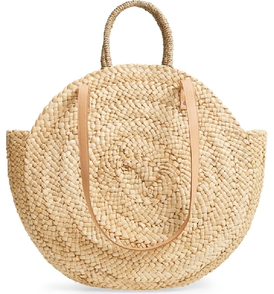 Street Level Circle Straw Tote - Beige In Natural