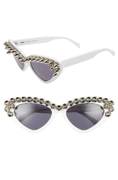 Moschino 59mm Studded Cat Eye Polarized Sunglasses - White