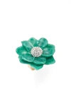 Lele Sadoughi Gardenia Ring In Emerald