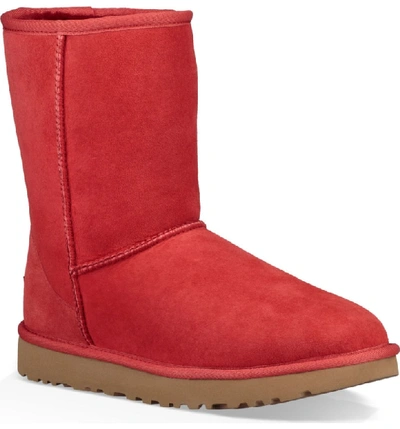 Ugg 'classic Ii' Genuine Shearling Lined Short Boot In Ribbon Red Suede