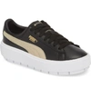 Puma Women's Trace Varsity Leather Lace Up Platform Sneakers In  Black
