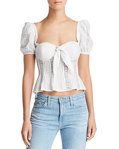 For Love & Lemons Virginia Lace-inset Top In White