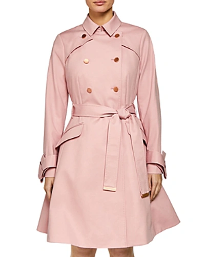 Ted Baker Marrian Flared Trench Coat In Dusky Pink