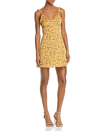 The Fifth Label Sonic Ruffled Floral Print Dress In Mustard Fleur
