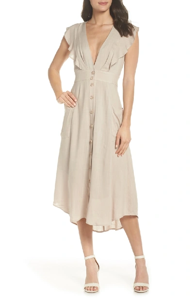 Adelyn Rae Kelsey Button Front Dress In Sand