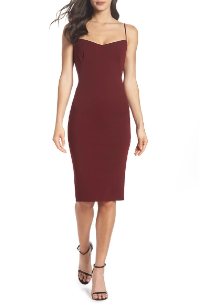 Katie May Fitted Drape Back Crepe Dress In Burgundy