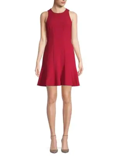 Elizabeth And James Rooney Paneled Fit-and-flare Dress In Ruby