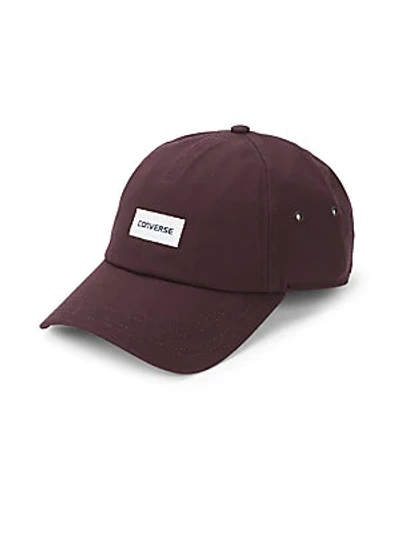 Converse Logo Cotton Baseball Cap In Deep Bordeaux