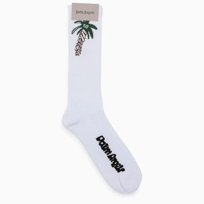 Palm Angels White Sport Socks With Inlay
