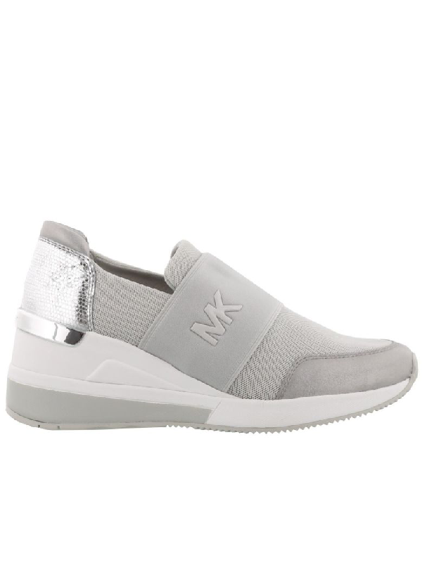 michael kors white and silver sneakers