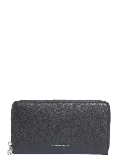 Alexander Mcqueen Zip Around Wallet In Nero