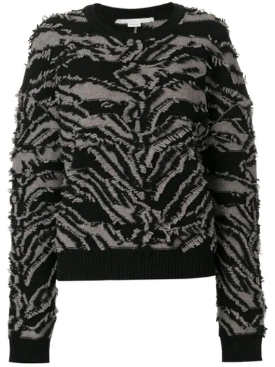 Stella Mccartney Textured Zebra Patterned Sweater In Black/grey