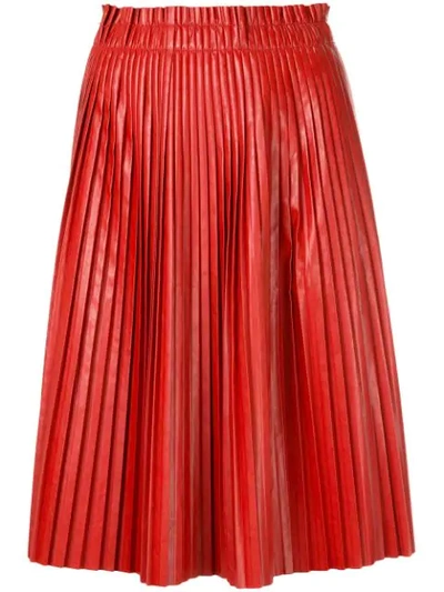 We11 Done Pleated Faux Leather Skirt In Red