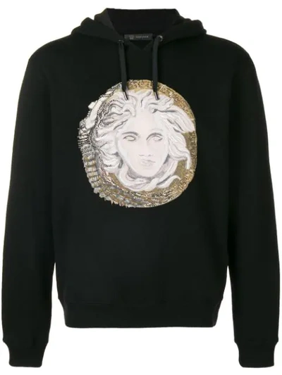 Versace Medusa Embroidered Sweatshirt Hoodie In Black