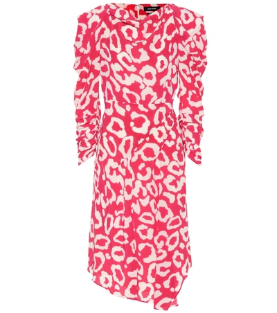 Isabel Marant Carley Pleated Printed Silk-blend Crepe De Chine Midi Dress In Pink