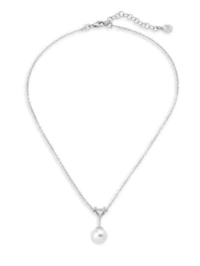 Majorica Faux Pearl Pendant Necklace In Silver