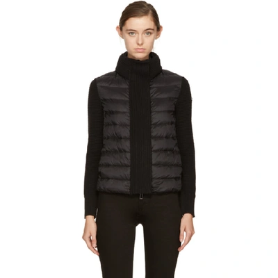 Moncler Maglione Quilted/tricot Cardigan Jacket In 999 Black | ModeSens