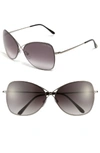 Tom Ford 'colette' 63mm Oversized Sunglasses - Shiny Gunmetal/ Grey Gradient