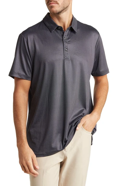 Tom Baine Performance Geometric Polo In Black