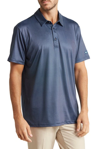 Tom Baine Performance Geometric Polo In Navy