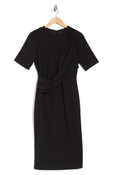 Alexia Admor Harper Short Sleeve Midi Sheath Dress In Black