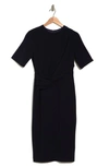 Alexia Admor Harper Short Sleeve Midi Sheath Dress In Navy