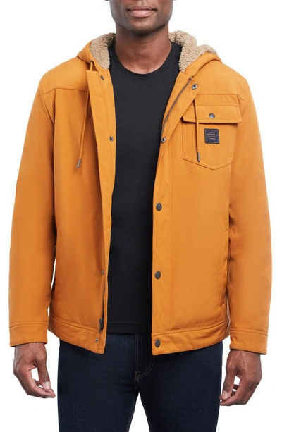 Lucky Brand Loki Workwear Soft Shell Faux Shearling Jacket In Cafe Spice