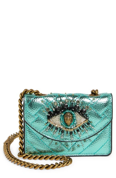Kurt Geiger Micro Kensington Evil Eye Leather Crossbody Bag In Teal